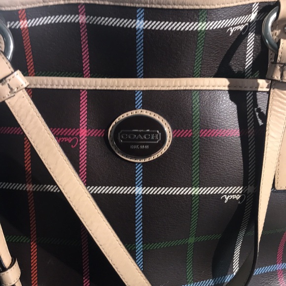 VINTAGE COACH PEYTON TATTERSAL Pre-Loved TOTE Bag/Purse - Picture 2 of 12